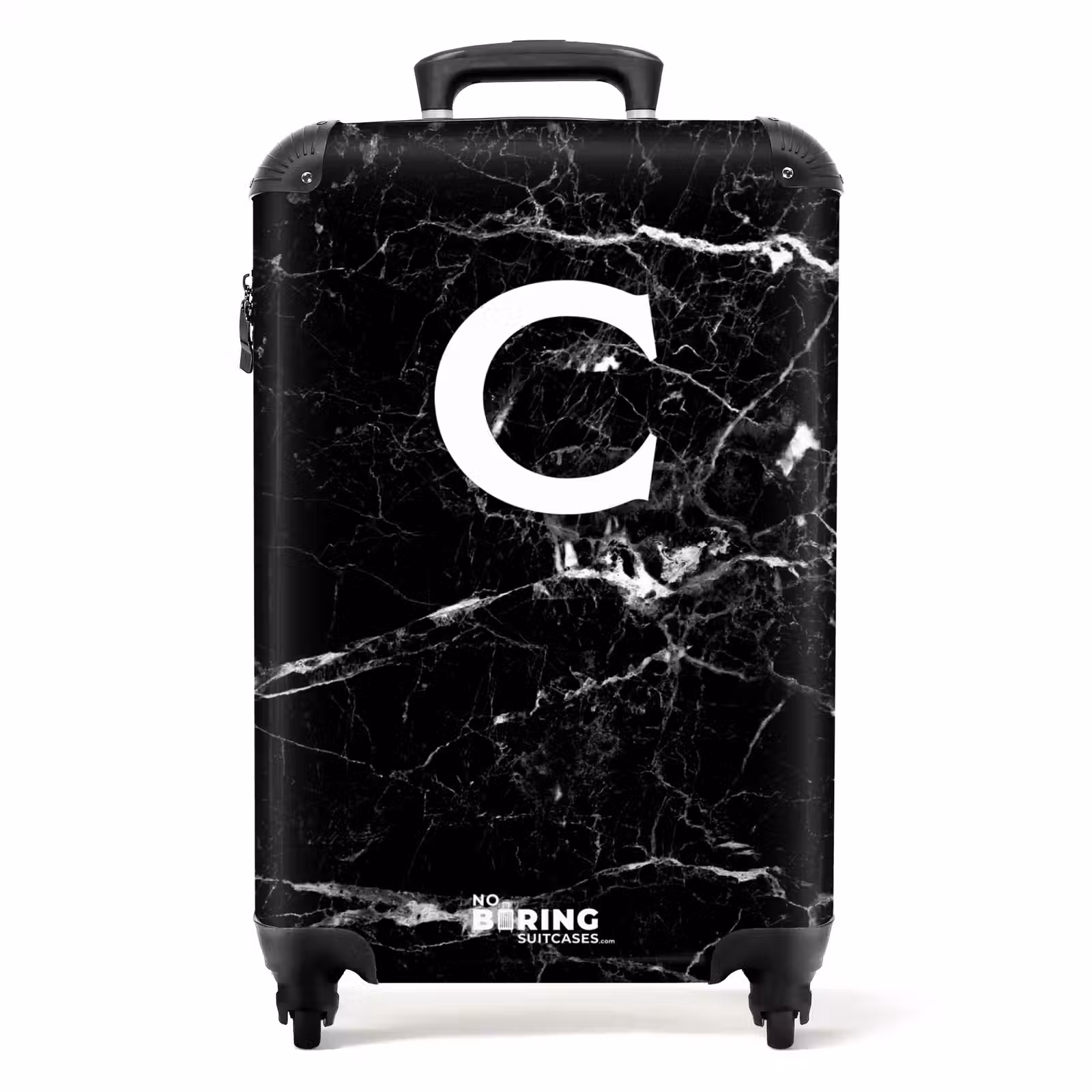 Suitcase - Marble look - Black - Letter C — 1