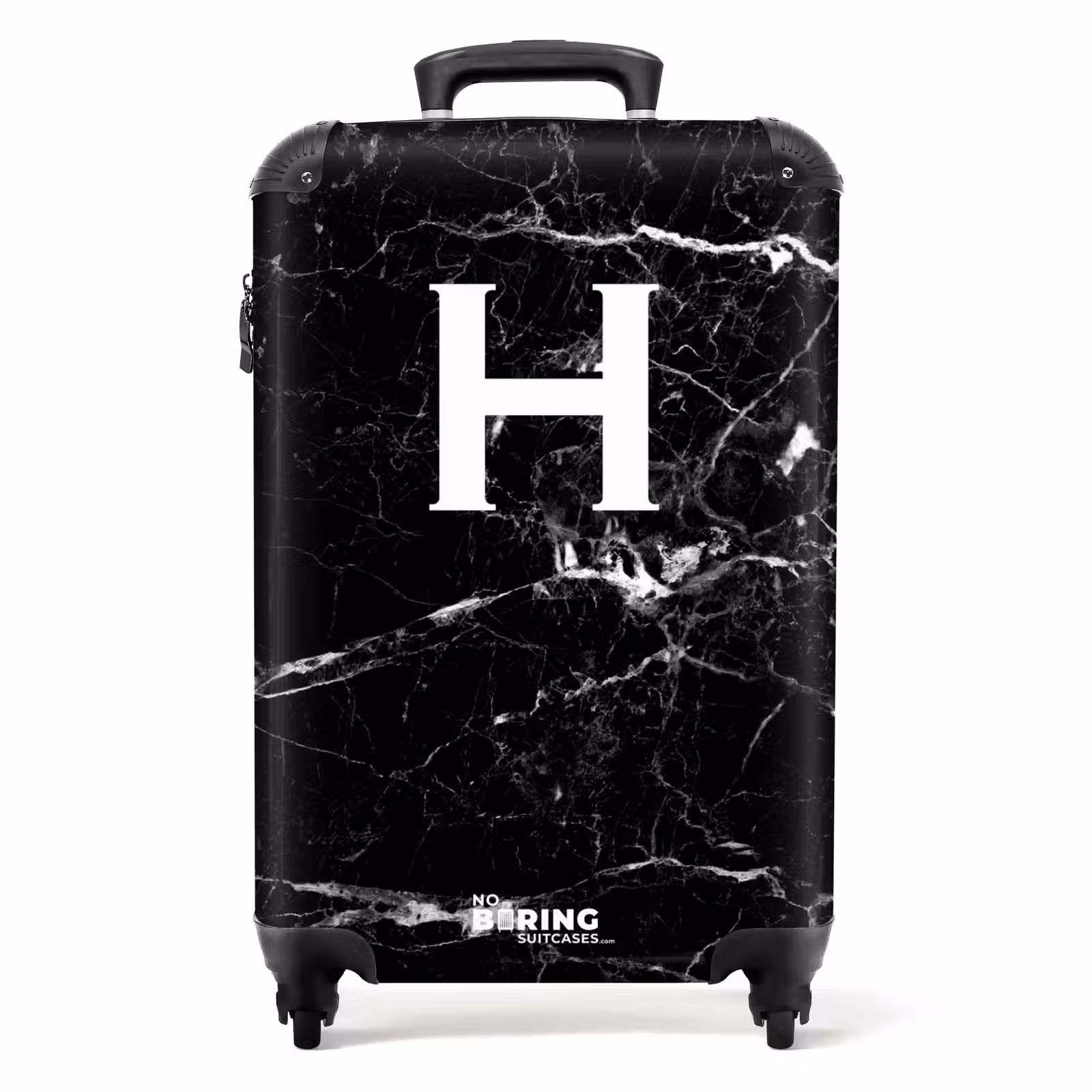 Suitcase - Marble look - Letter H - Black — 1