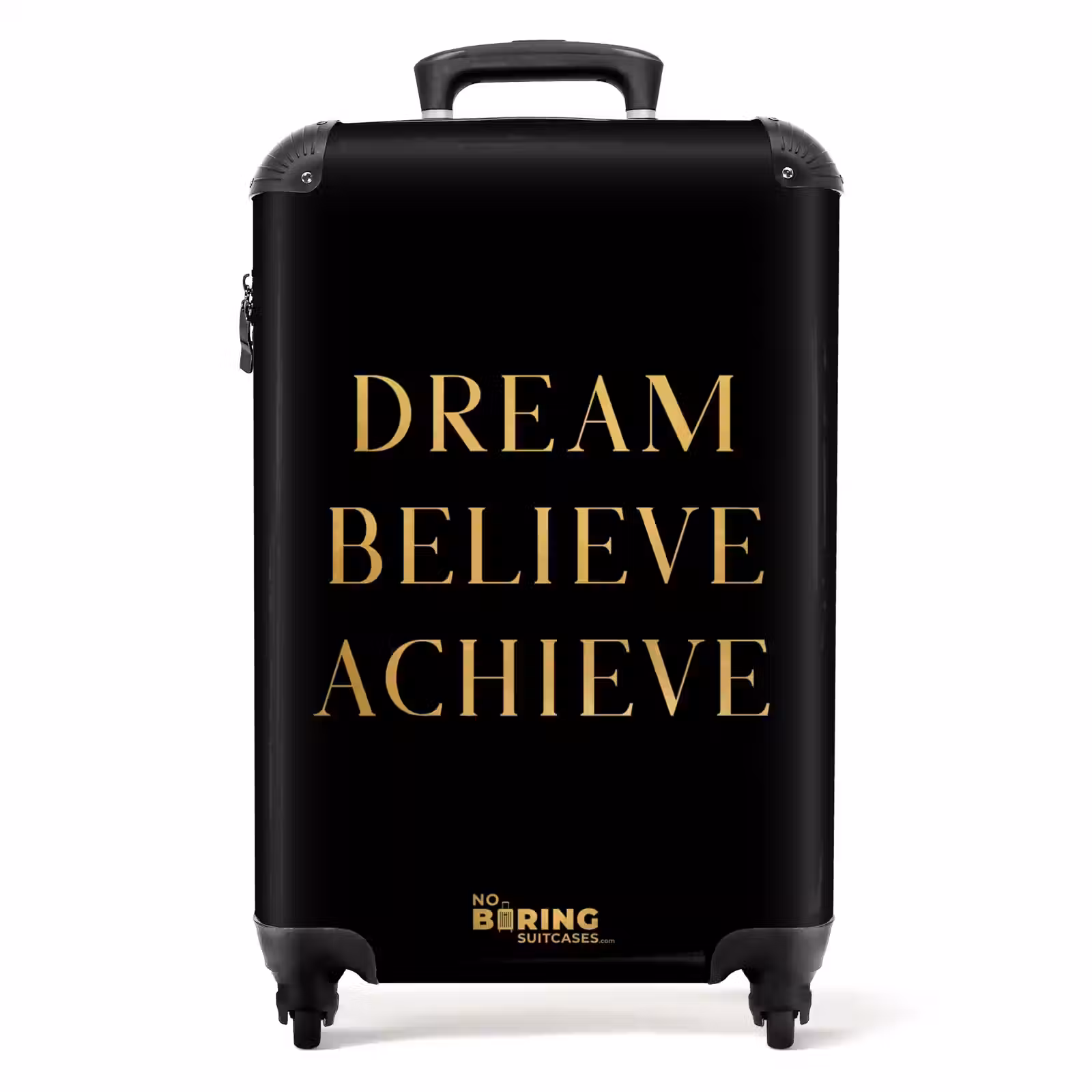Suitcase - Quotes - Dream believe achieve - Gold - Black - Luxury — 1