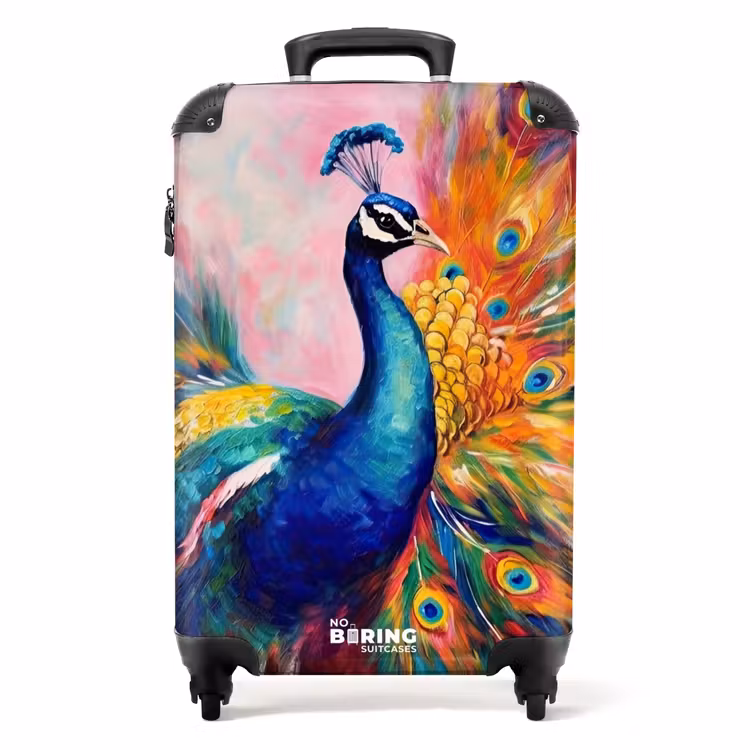 Suitcase - Colorful portrait of a peacock in oil paint — 1