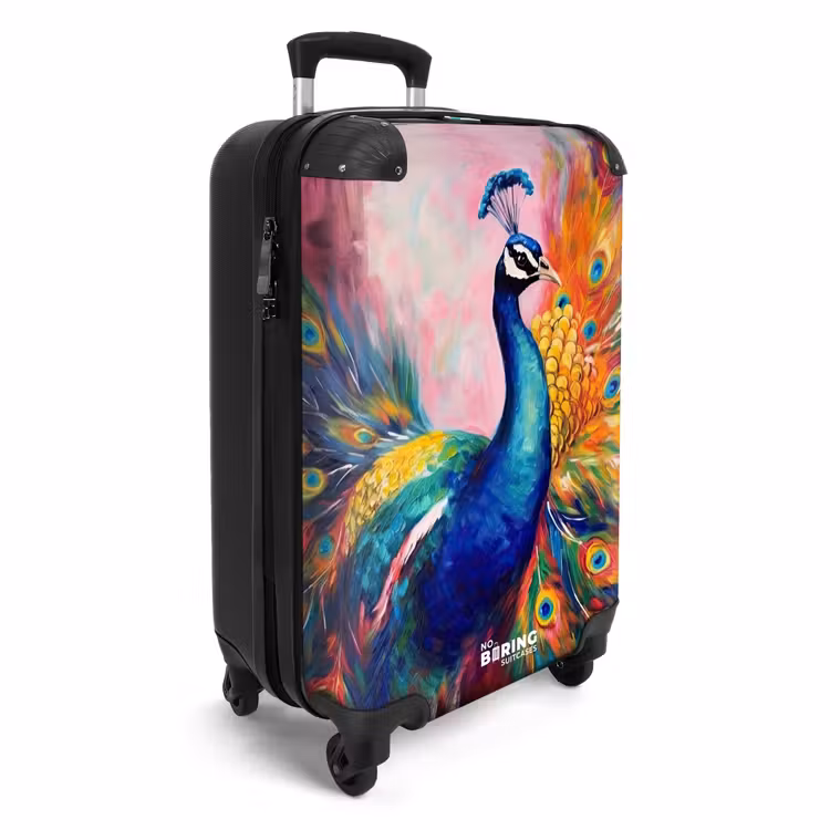 Suitcase - Colorful portrait of a peacock in oil paint — 4