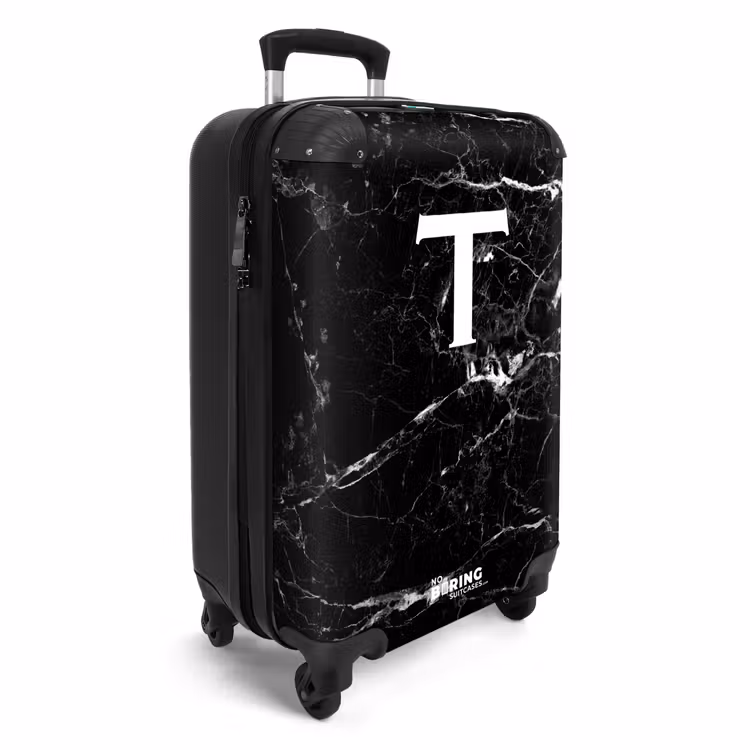 Suitcase - Letter T - Marble look - Black — 4