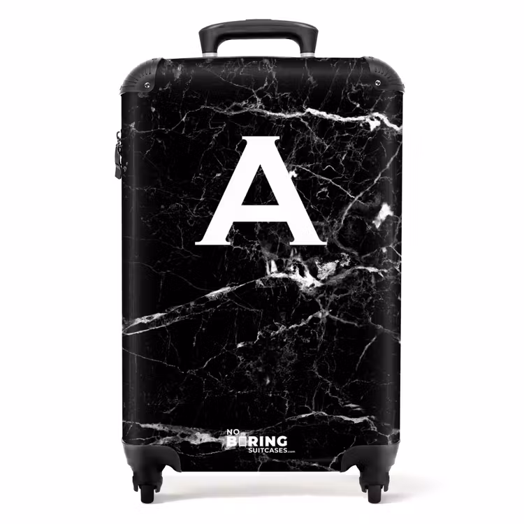 Suitcase - Marble - Black - Letter A - Marble look — 1