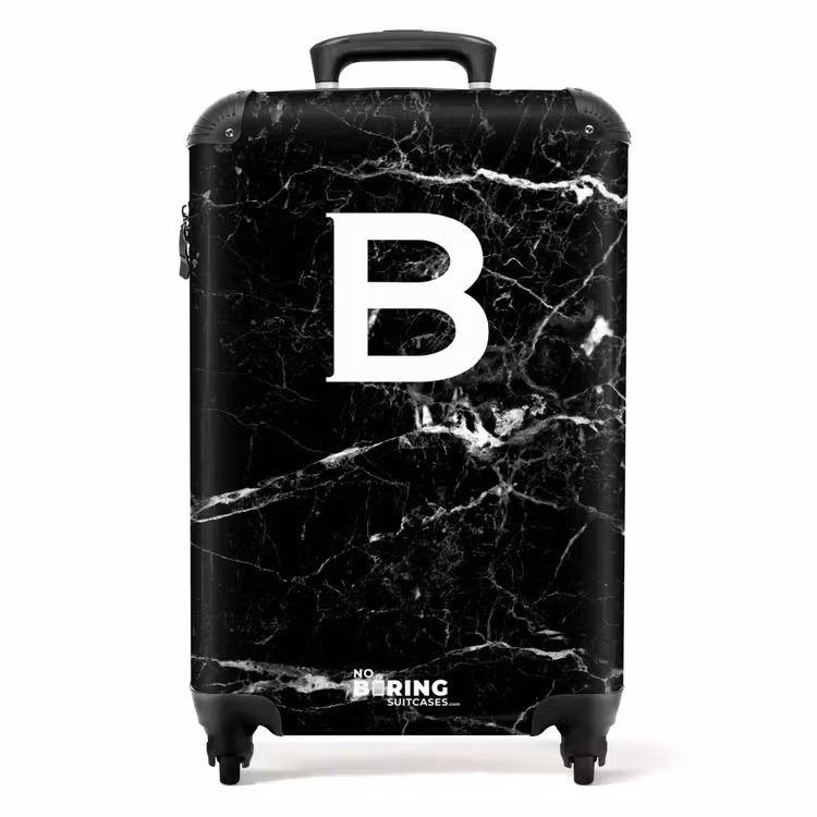 Suitcase - Marble - Letter B - Black - Marble print — 1