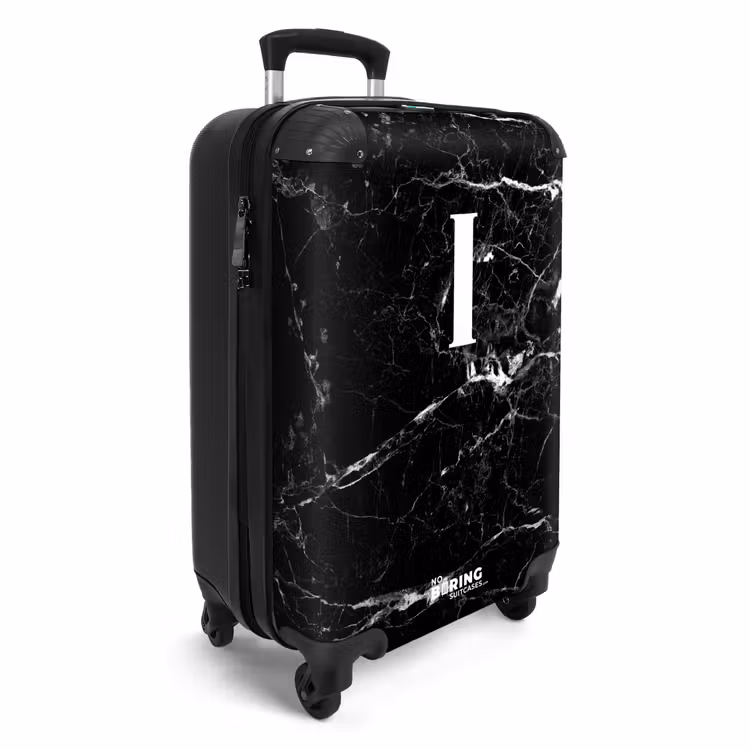 Suitcase - Marble - Letter I - Marble look - Black — 4