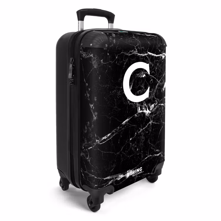 Suitcase - Marble look - Black - Letter C — 4