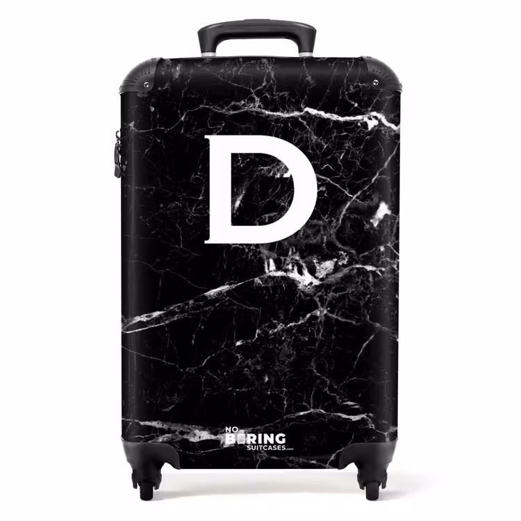 Suitcase - Marble look - Black - Letter D - Marble — 1
