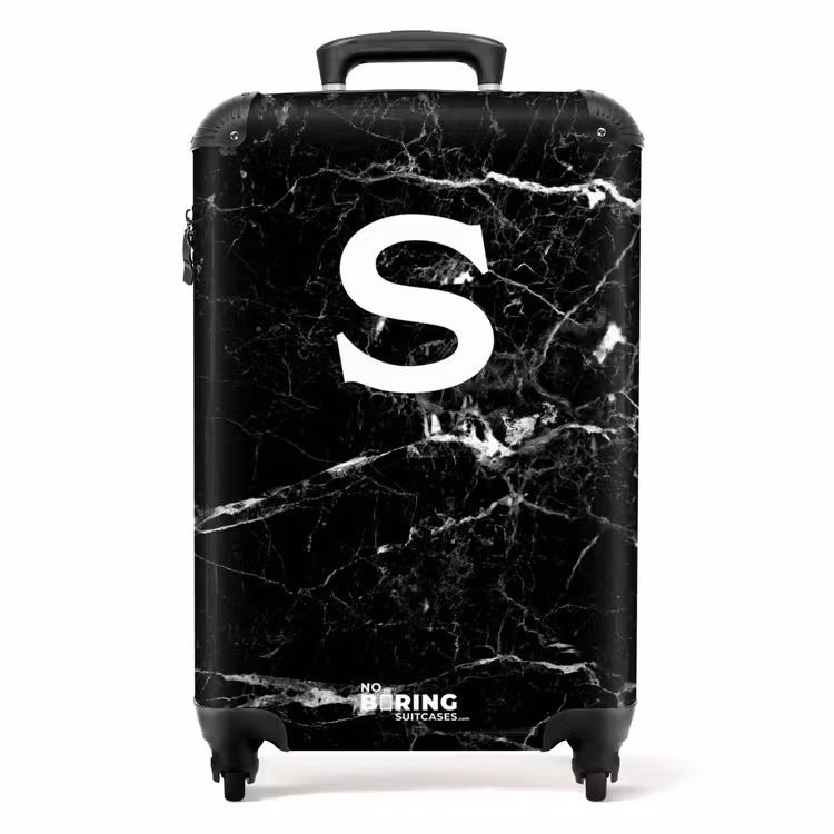 Suitcase - Marble look - Black - Letter S — 1