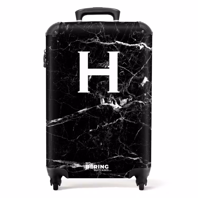 Suitcase - Marble look - Letter H - Black — 1