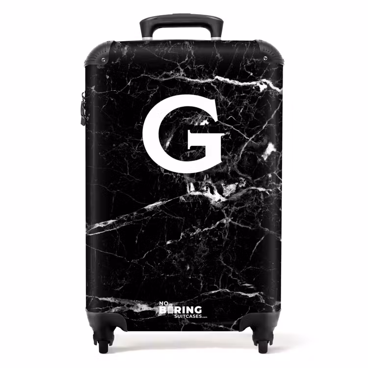 Suitcase - Marble print - Black - Letter G — 1
