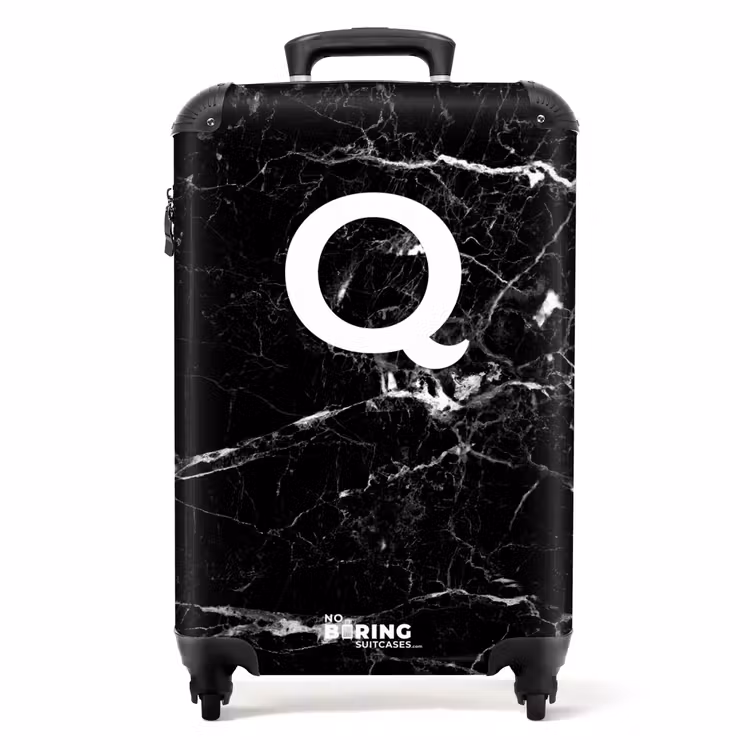 Suitcase - Marble print - Black - Letter Q — 1