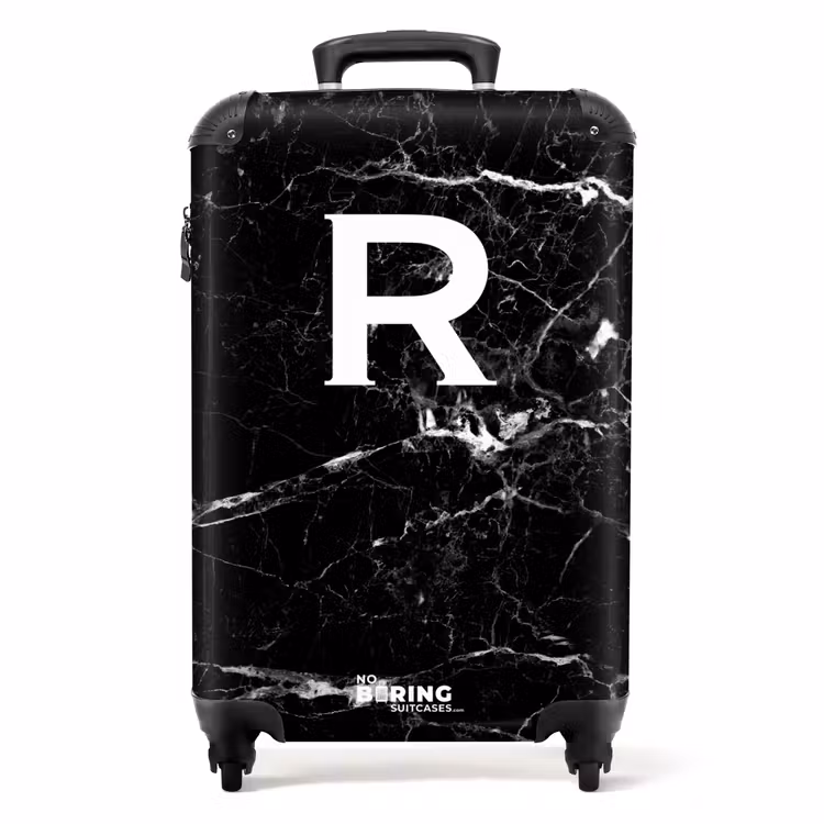Suitcase - Marble print - Letter R - Black — 1