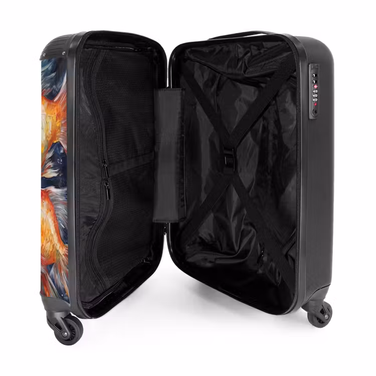 Suitcase - Oil painting artwork of 2 goldfish in water — 3