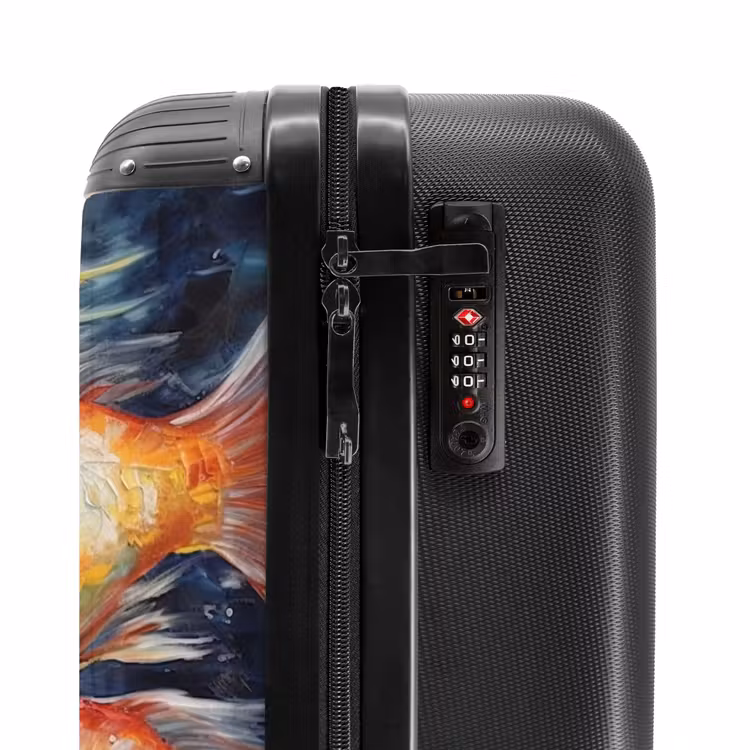 Suitcase - Oil painting artwork of 2 goldfish in water — 5