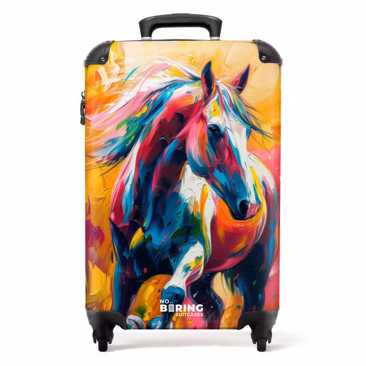 Suitcase - Oil painting artwork of a galloping horse — 1