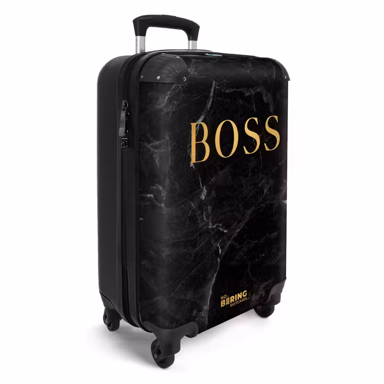 Suitcase - Quotes - Boss - Marble look - Gold - Black — 4