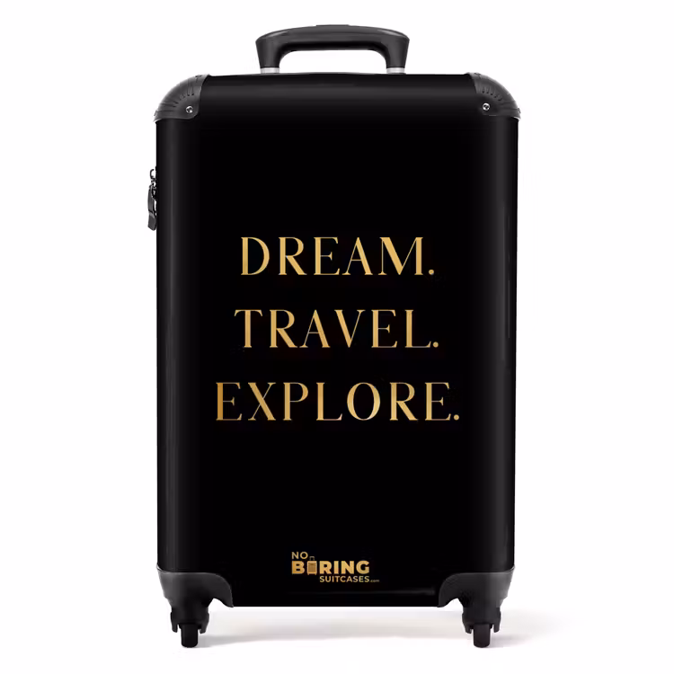 Suitcase - Quotes - Dream travel explore - Gold - Travel - Black — 1