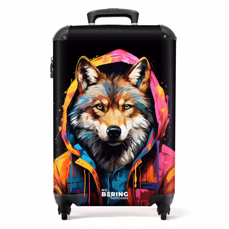 Suitcase - Fox with colorful coat and paint splatter — 1