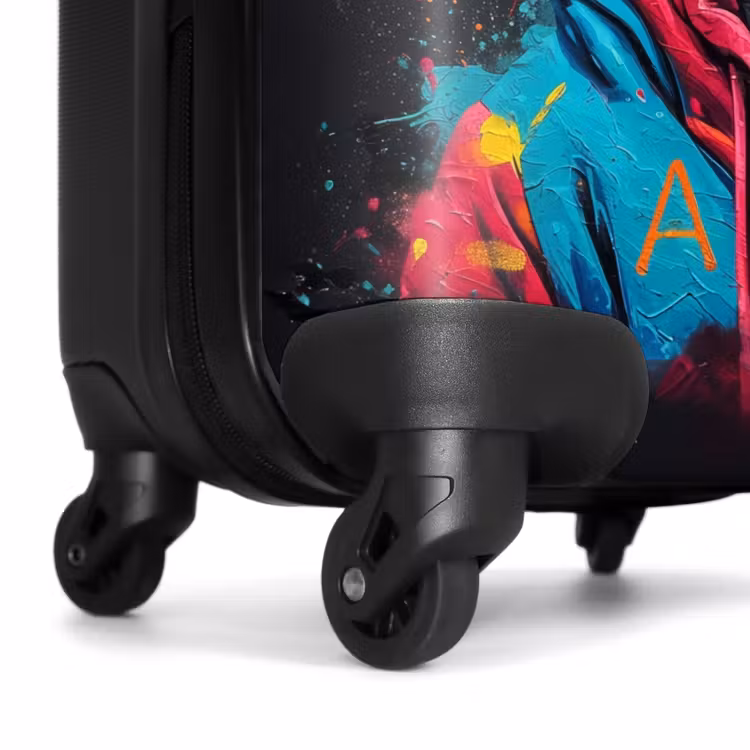 Suitcase - Fox with pink and blue coat and paint splatters — 6