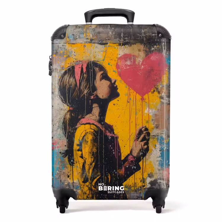 Suitcase - Girl with heart-shaped balloon in graffiti style — 1