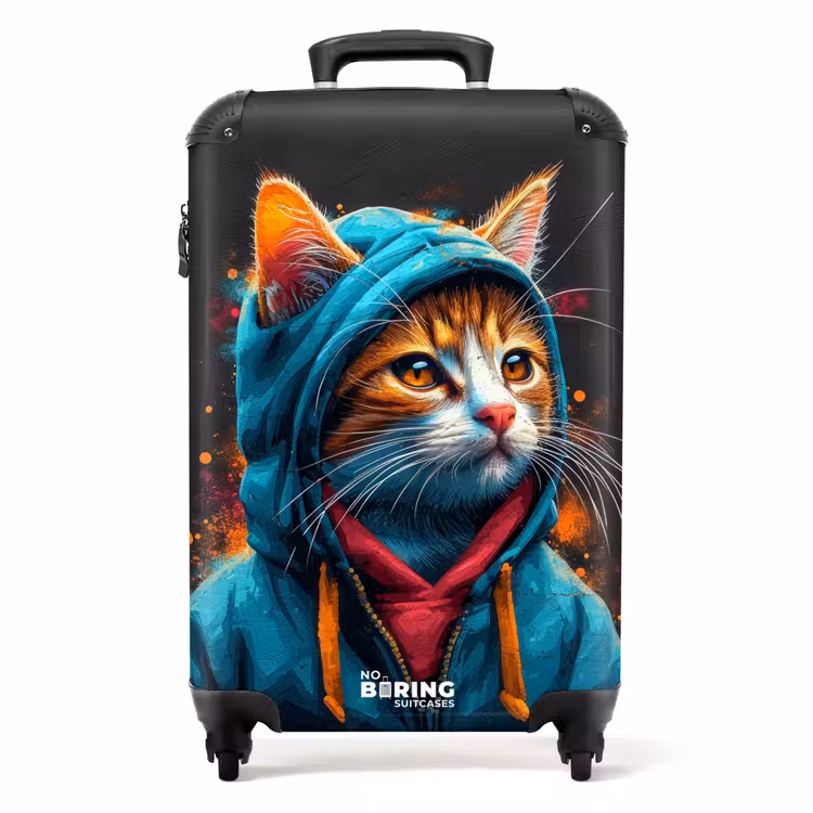 Suitcase - Graffiti cat with blue vest — 1