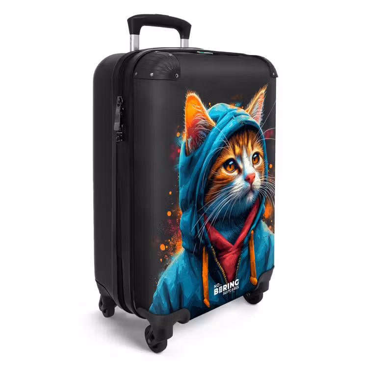Suitcase - Graffiti cat with blue vest — 4