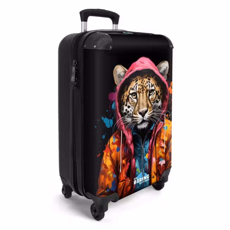 Suitcase - Leopard with colorful coat and paint splatter — 4