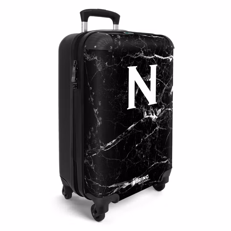Suitcase - Letter N - Marble - Black - Marble print — 4