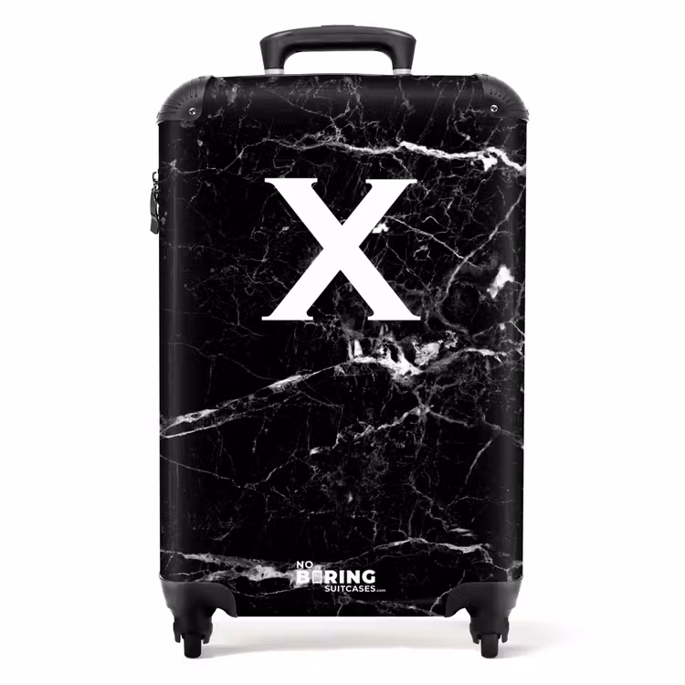 Suitcase - Letter X - Marble - Black - Marble look — 1