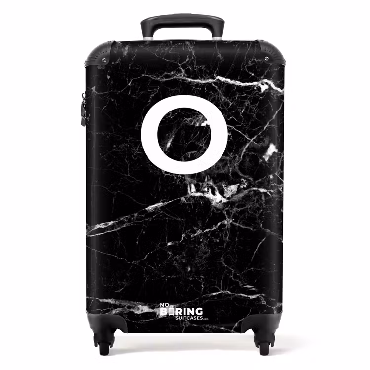 Suitcase - Marble - Letter O - Black - Luxury — 1