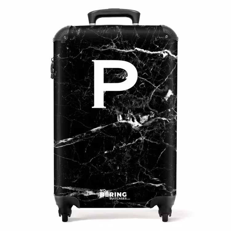 Suitcase - Marble print - Letter P - Black — 1