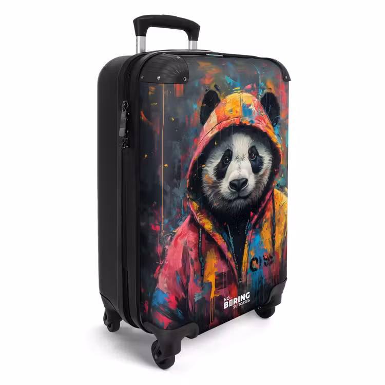 Suitcase - Panda with colorful coat and paint splatter — 4