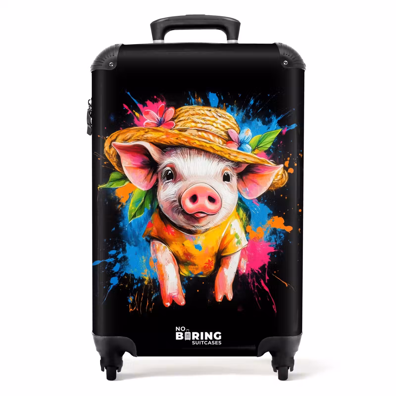 Suitcase - Funny pig with hat illustration — 1