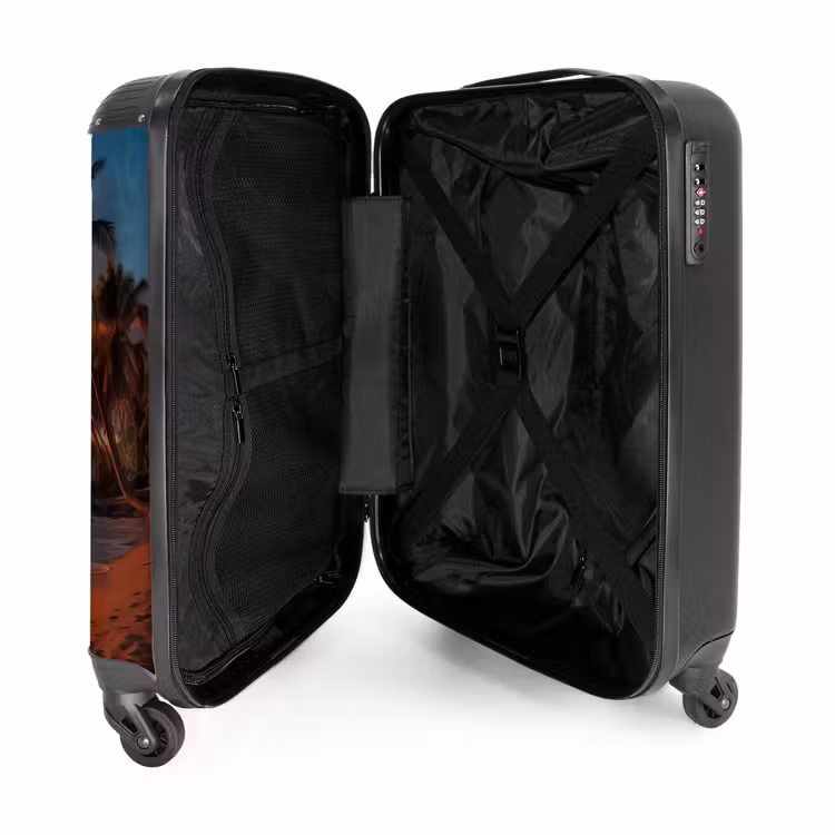 Suitcase - Beach with palm tree at sunset — 3