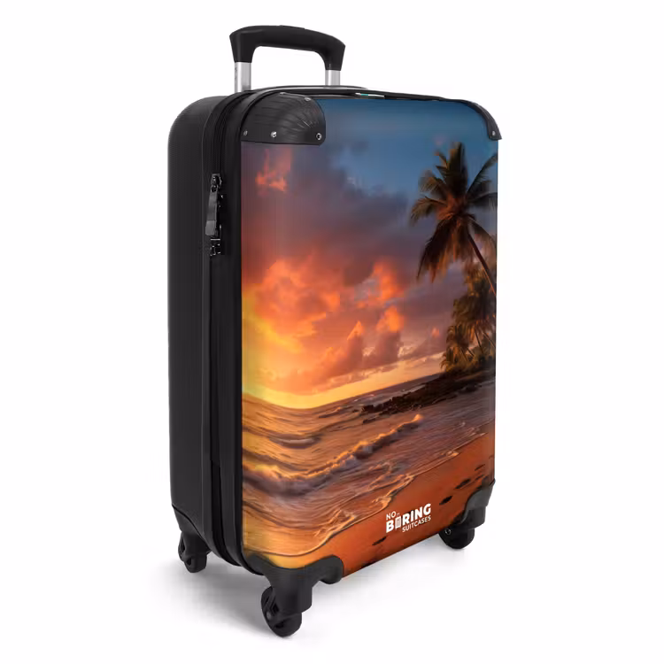 Suitcase - Beach with palm tree at sunset — 4