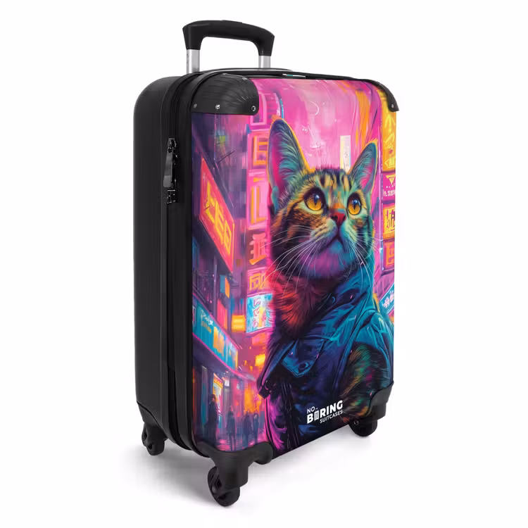 Suitcase - Cat with coat in colorful city — 4