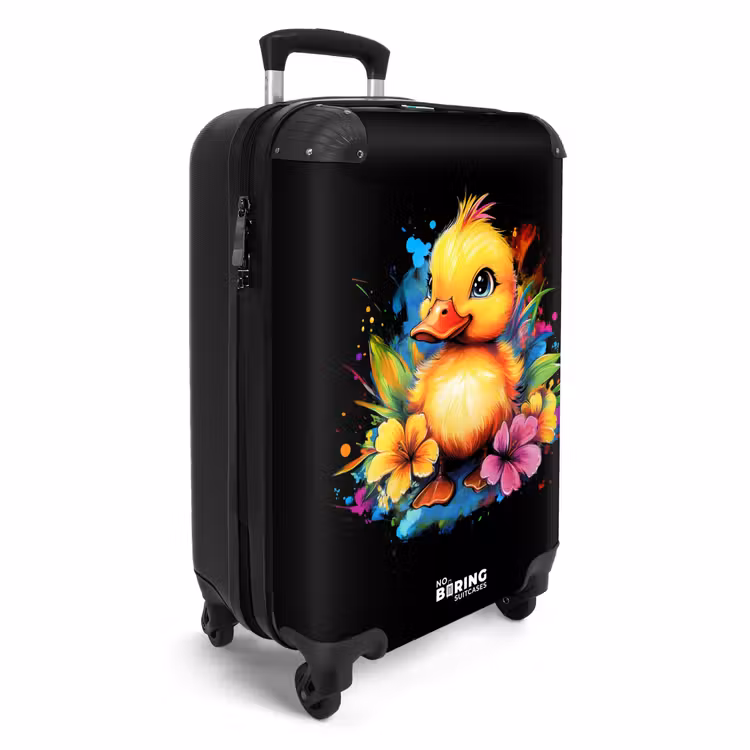 Suitcase - Duck with tropical flowers — 4