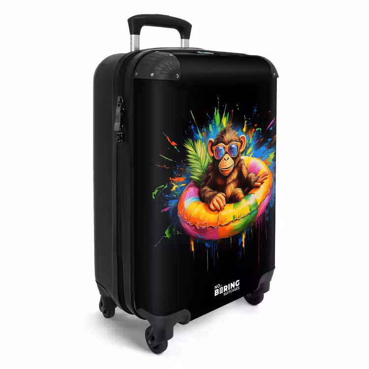 Suitcase - Summer monkey with colorful swimming band — 4