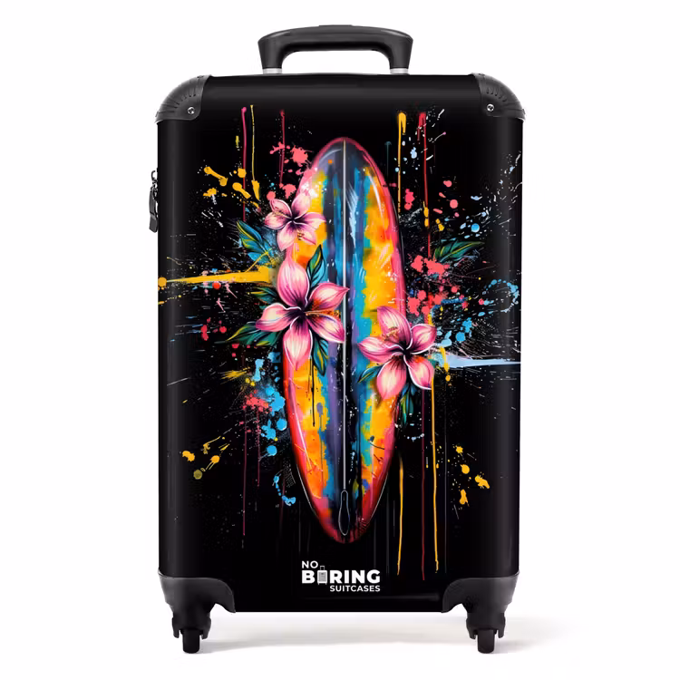 Suitcase - Colorful surfboard with flowers — 1