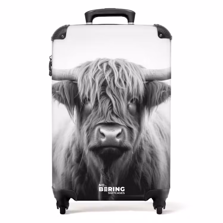 Suitcase - Scottish highlander in black and white — 1
