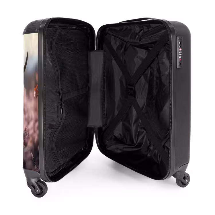 Suitcase - Scottish highlander with pink flowers — 3