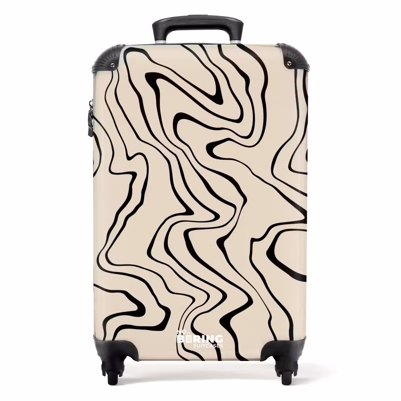 Suitcase - Beige background with abstract black lines — 1
