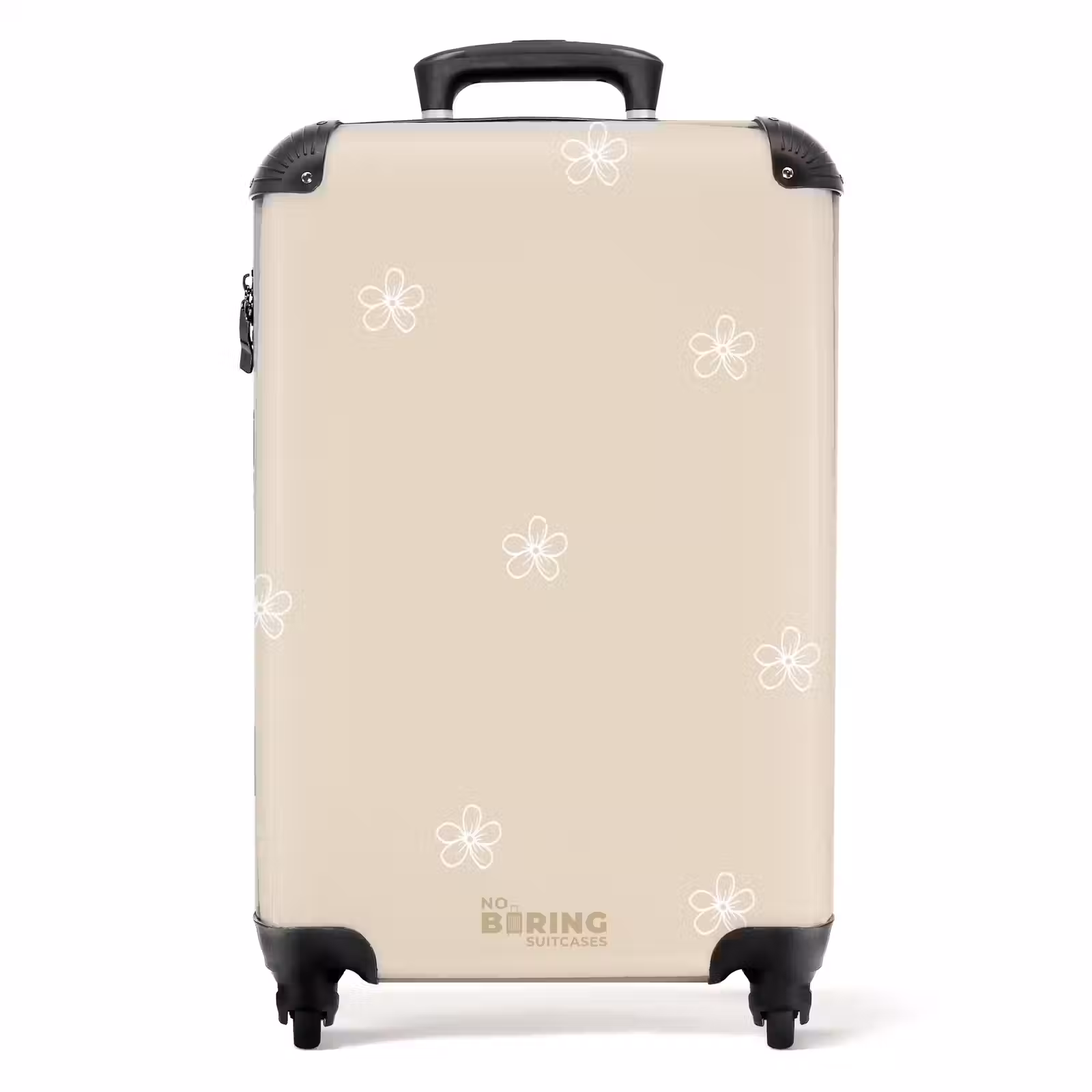 Suitcase - Beige background with white flowers — 1
