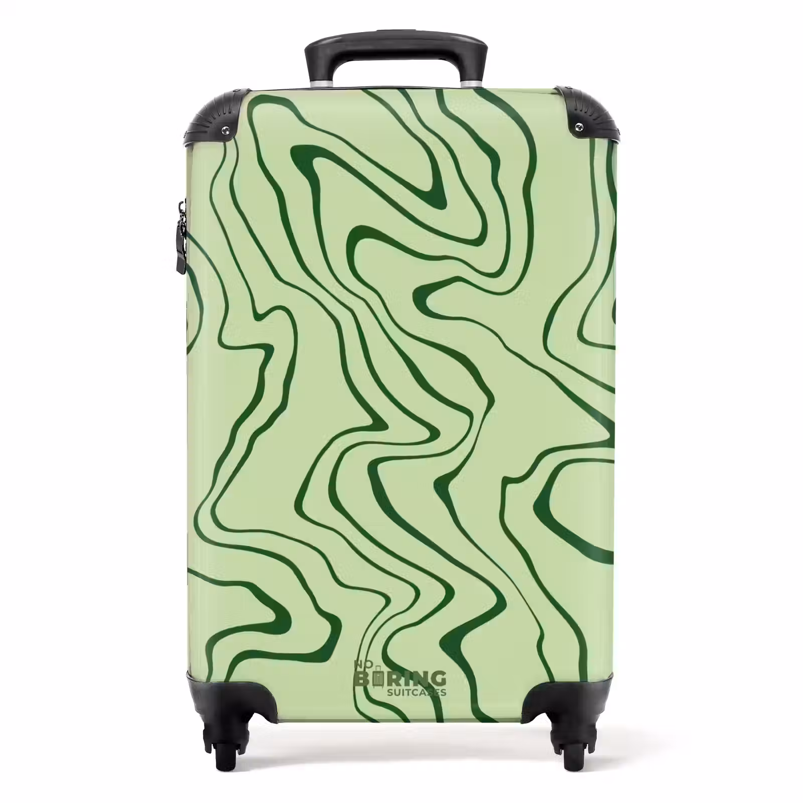 Suitcase - Light green background with abstract dark green lines — 1