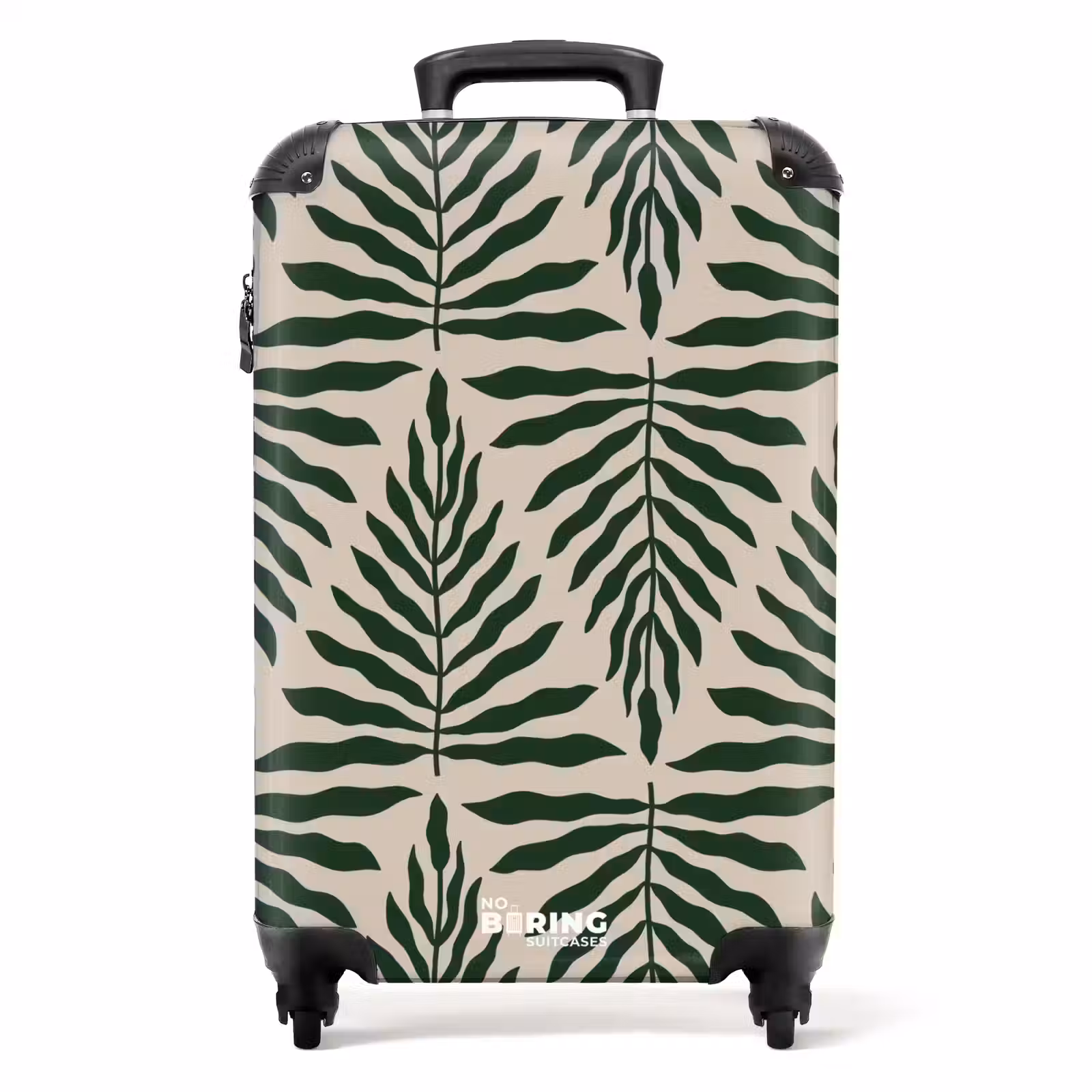 Suitcase - Pattern of leaves in beige with dark green — 1