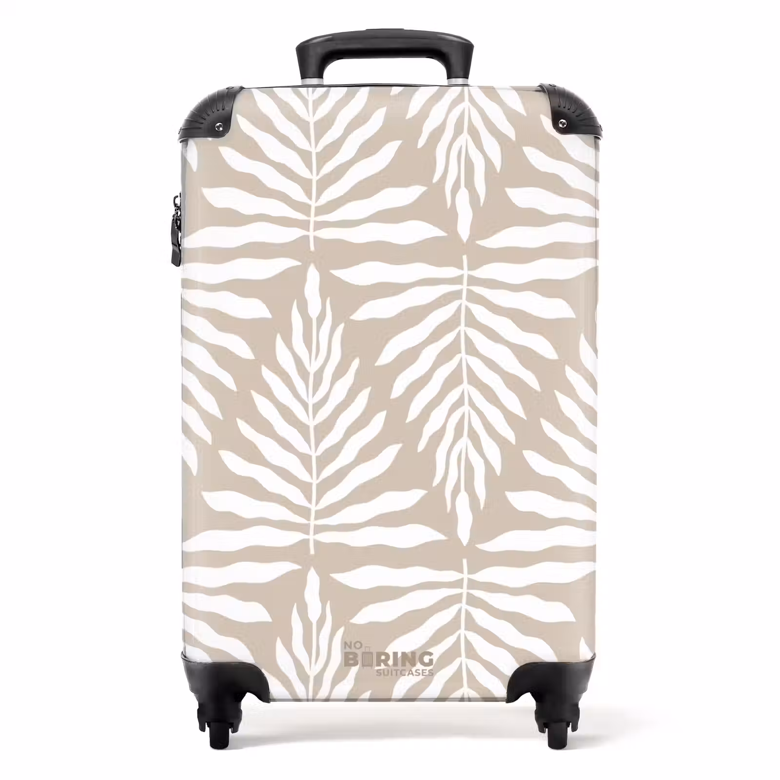 Suitcase - Pattern of leaves in beige with white — 1