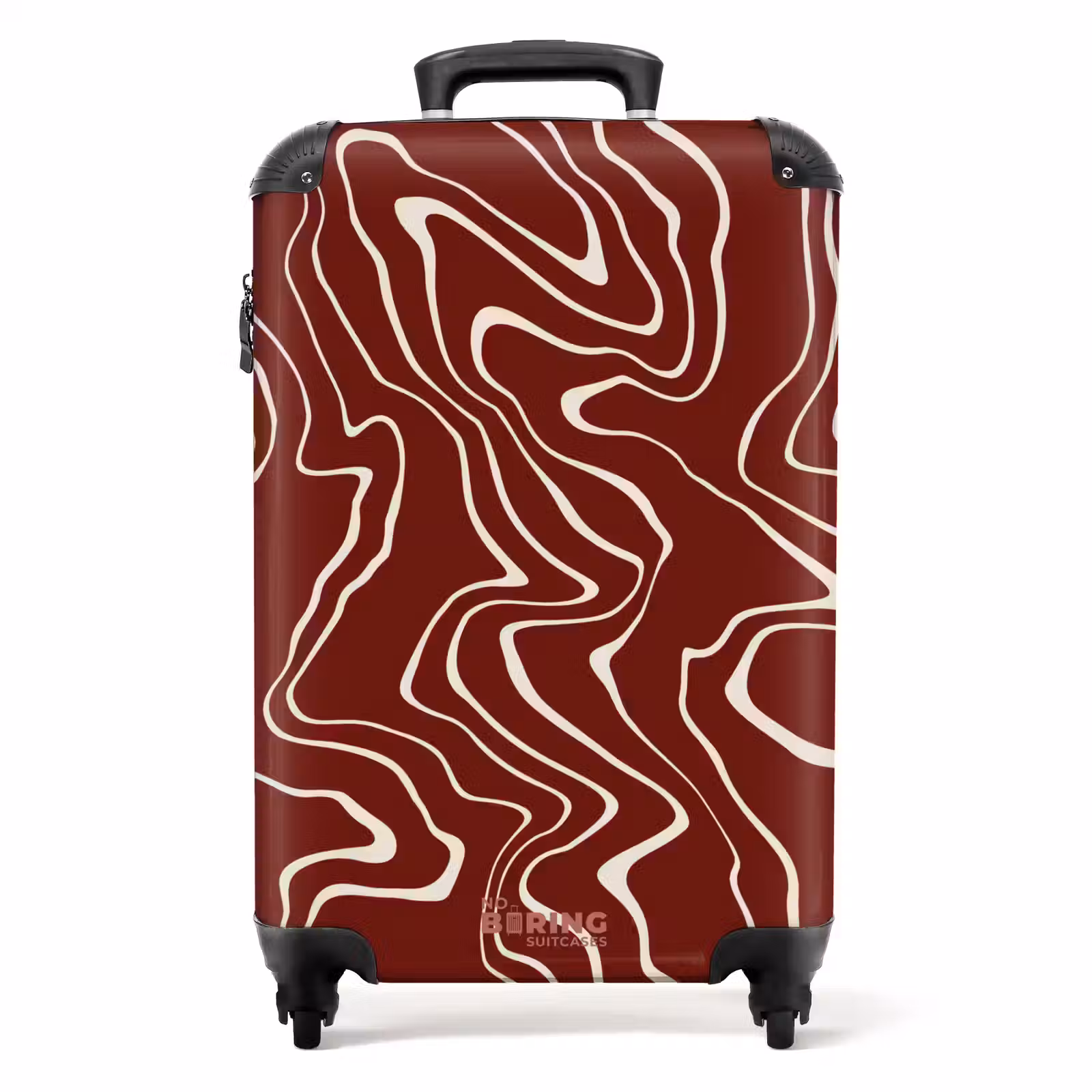 Suitcase - Red background with abstract beige lines — 1