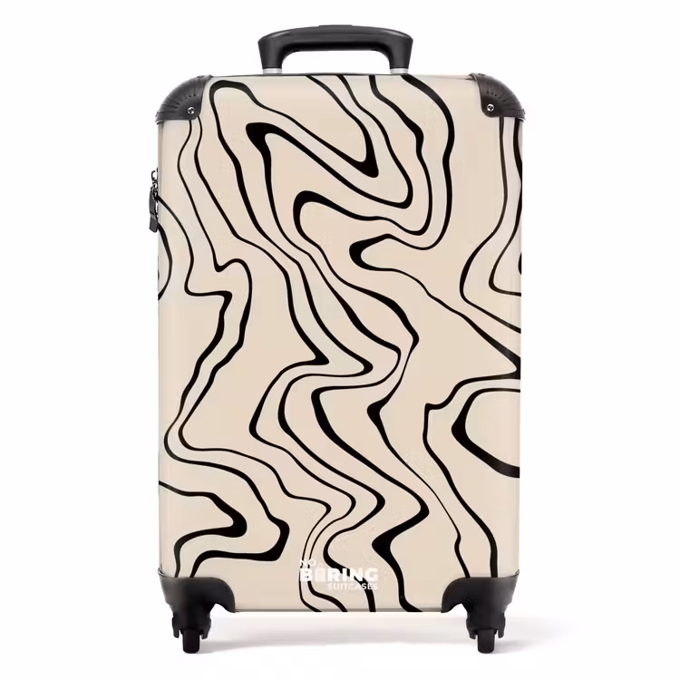 Suitcase - Beige background with abstract black lines — 1