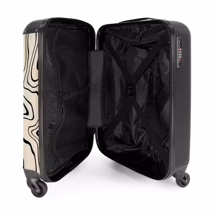 Suitcase - Beige background with abstract black lines — 3