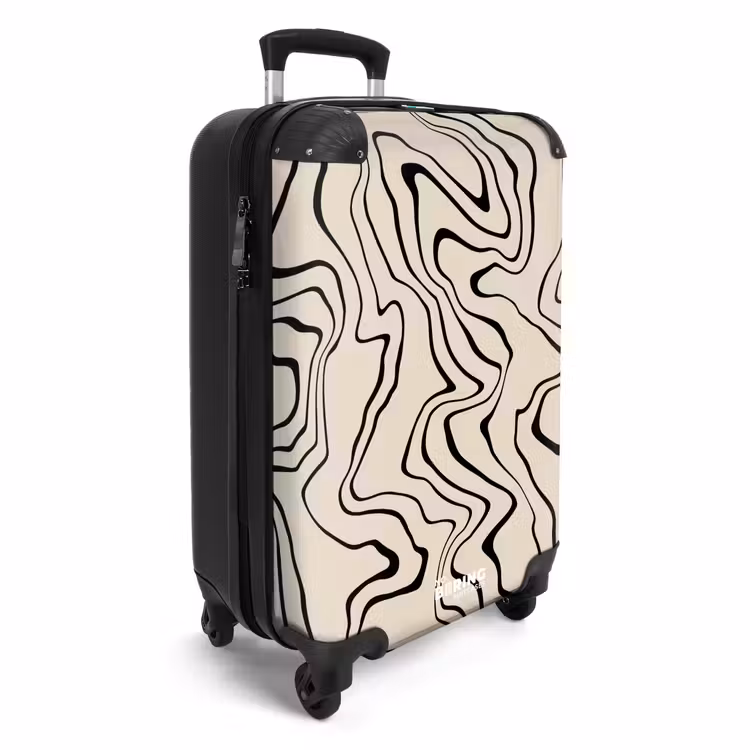 Suitcase - Beige background with abstract black lines — 4